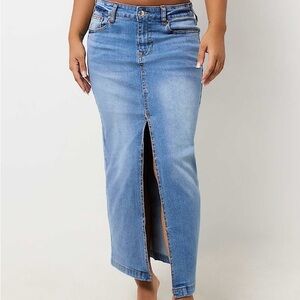 Women’s True Religion Denim Slit Maxi Skirt Size M